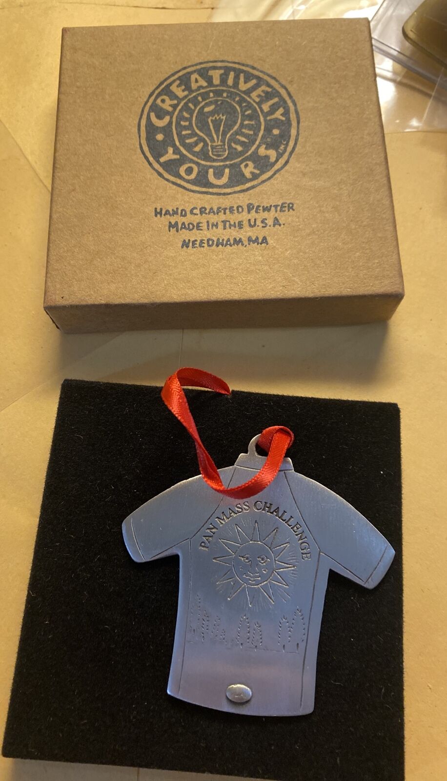 Creative Tours Pewter Pan Mass Challenge Ornament Mint In Box