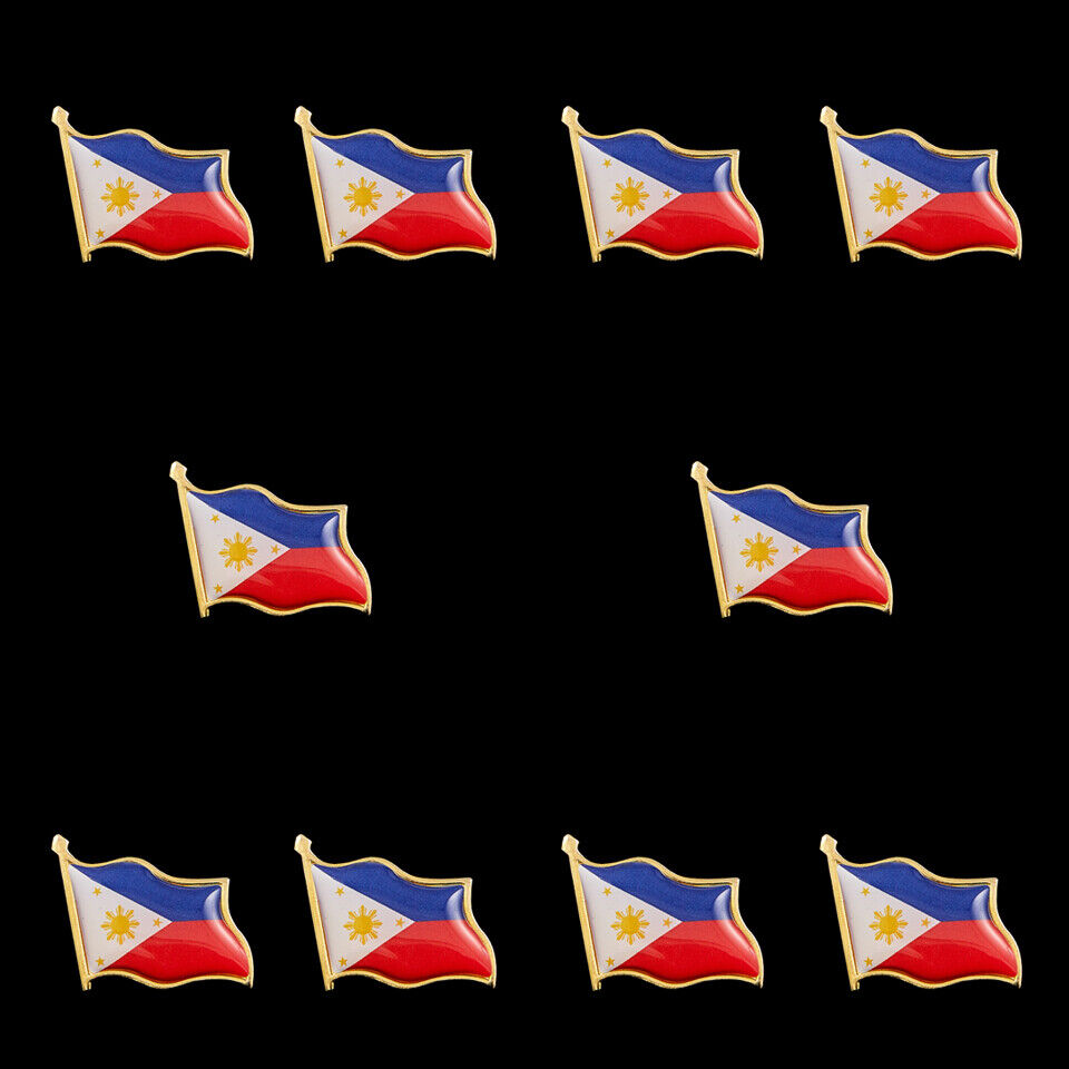 10PCS Asian Souvenirs Philippines Enamel Waving National Flag Brooch Tie Pins