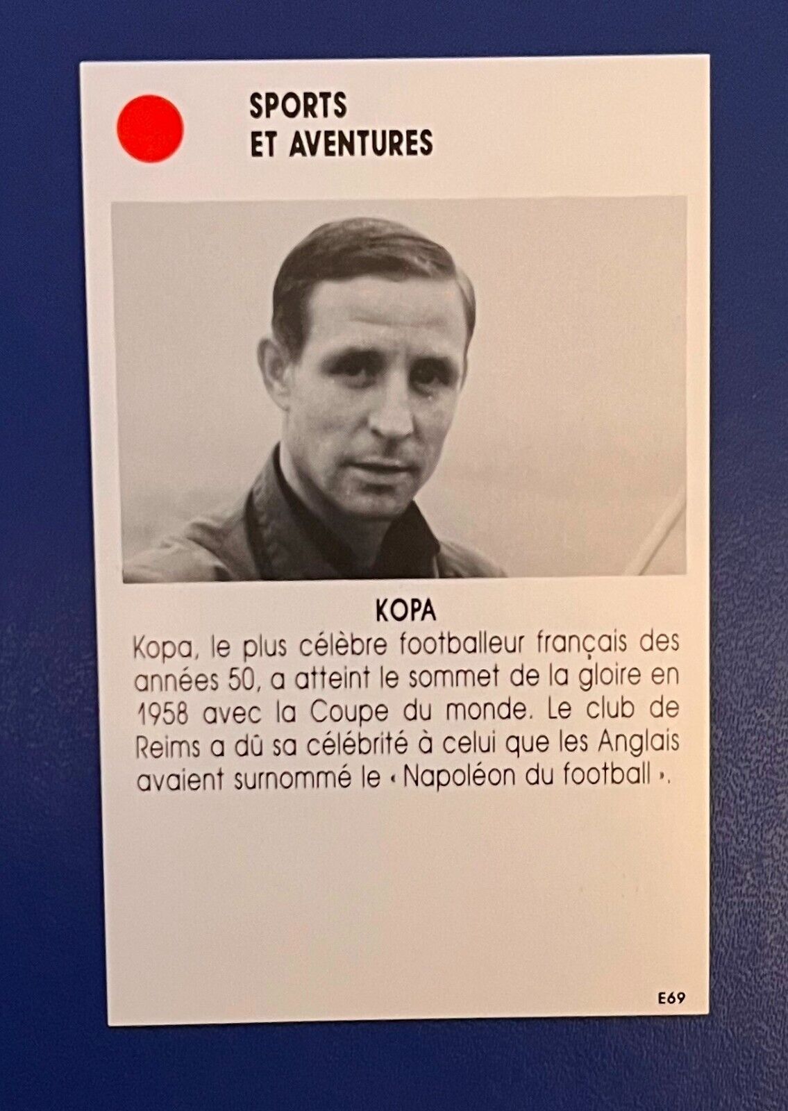 1958 FOOTBALL STAR RAYMOND KOPA WORLD REIMS REAL MADRID FRANCE ROOKIE CARD