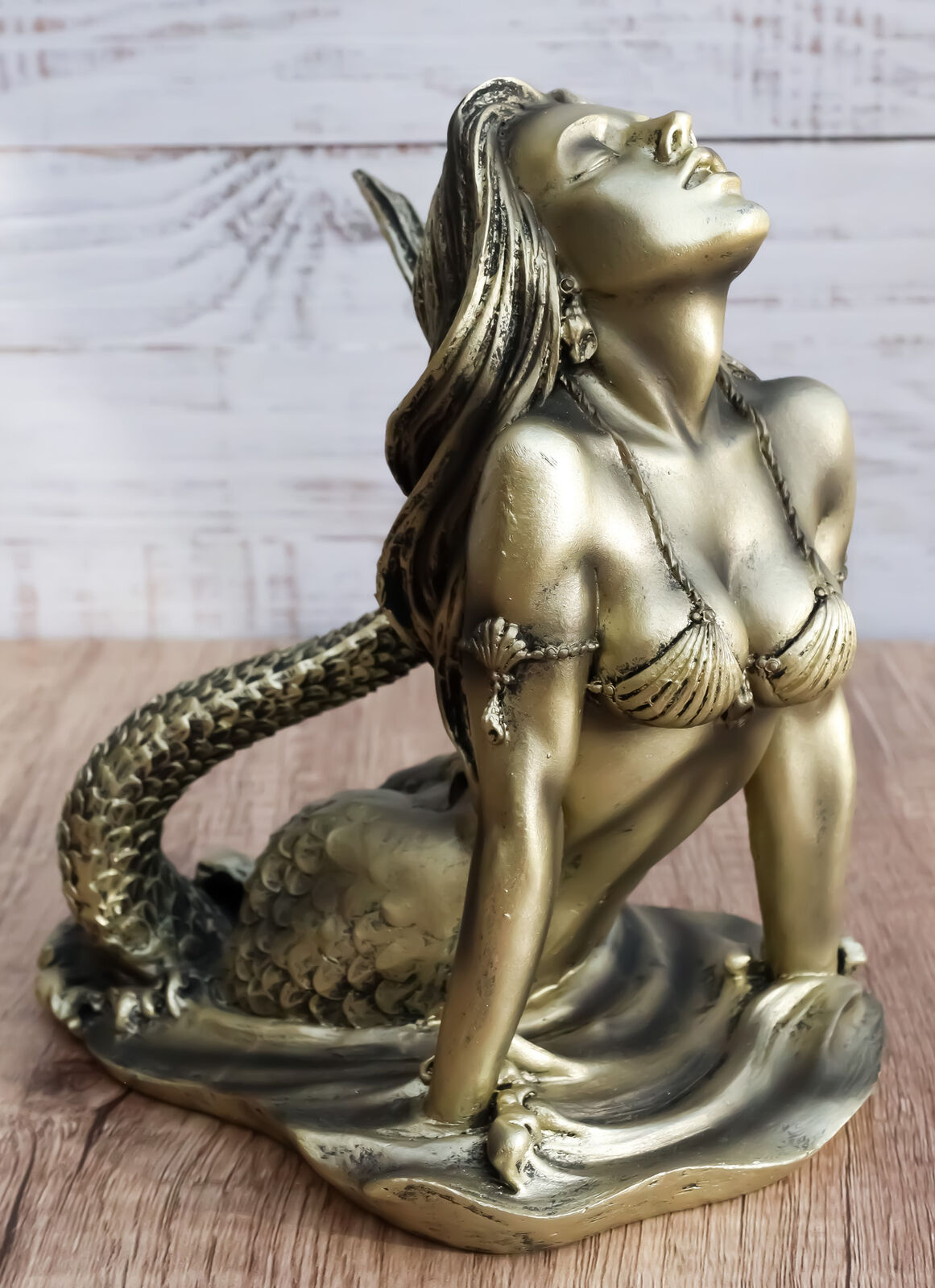Ebros Aged Bronze Resin Seductive Siren of The Seas Mermaid Statue 7
