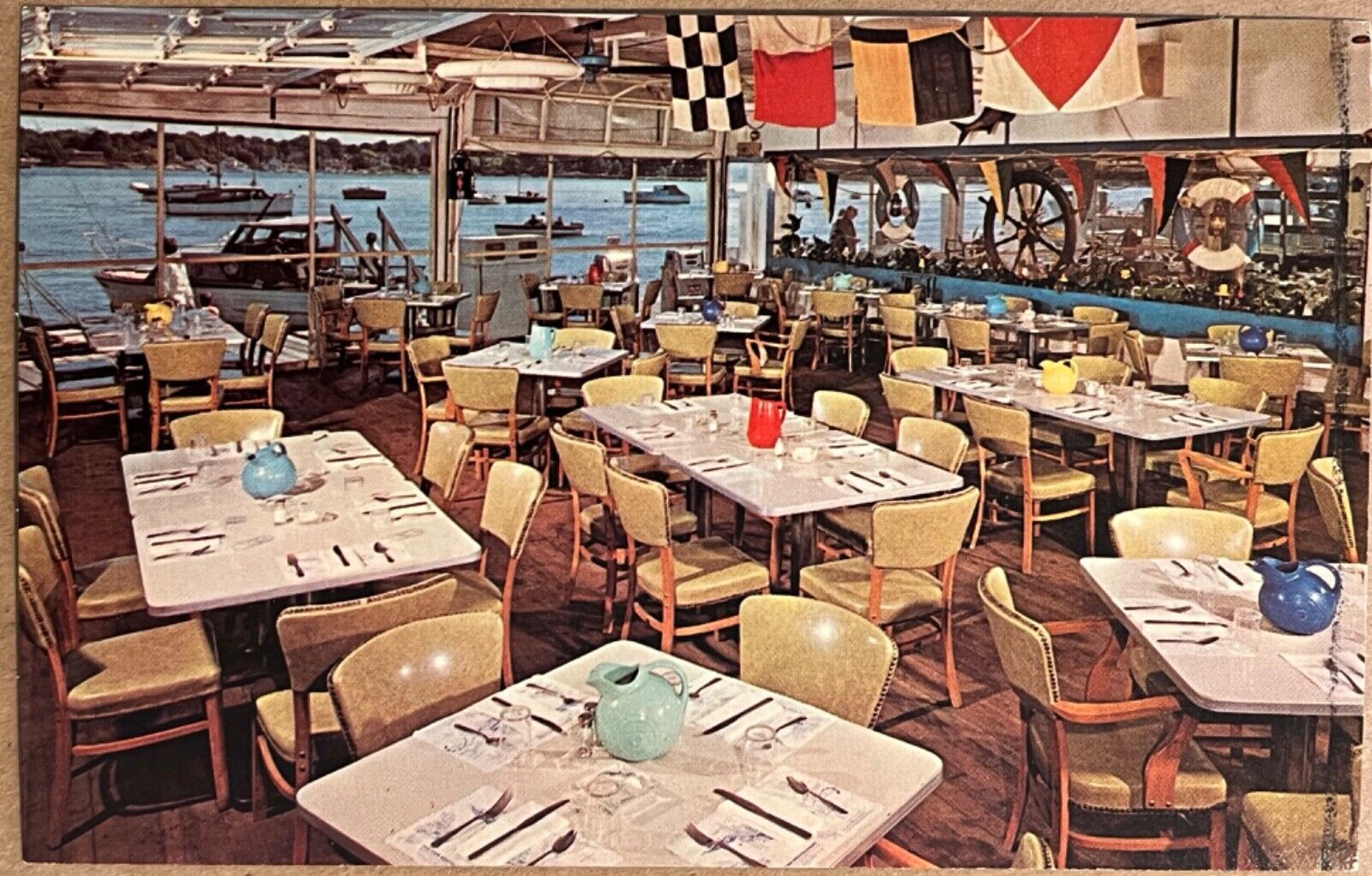 South Norwalk Conneticut Pier Restaurant Interior Vintage Postcard c1960