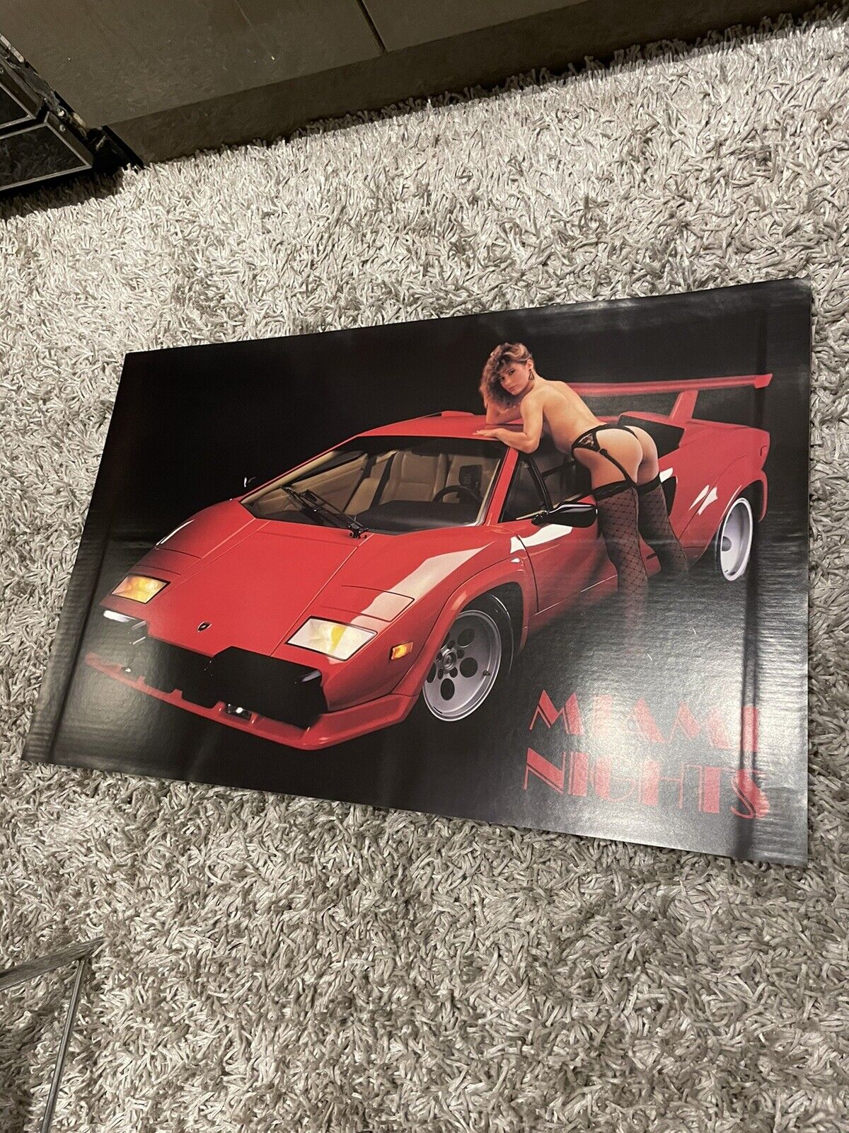 1980’s Vintage Lamborghini Countach Lady Poster 24x37.5  Miami Nights Vice