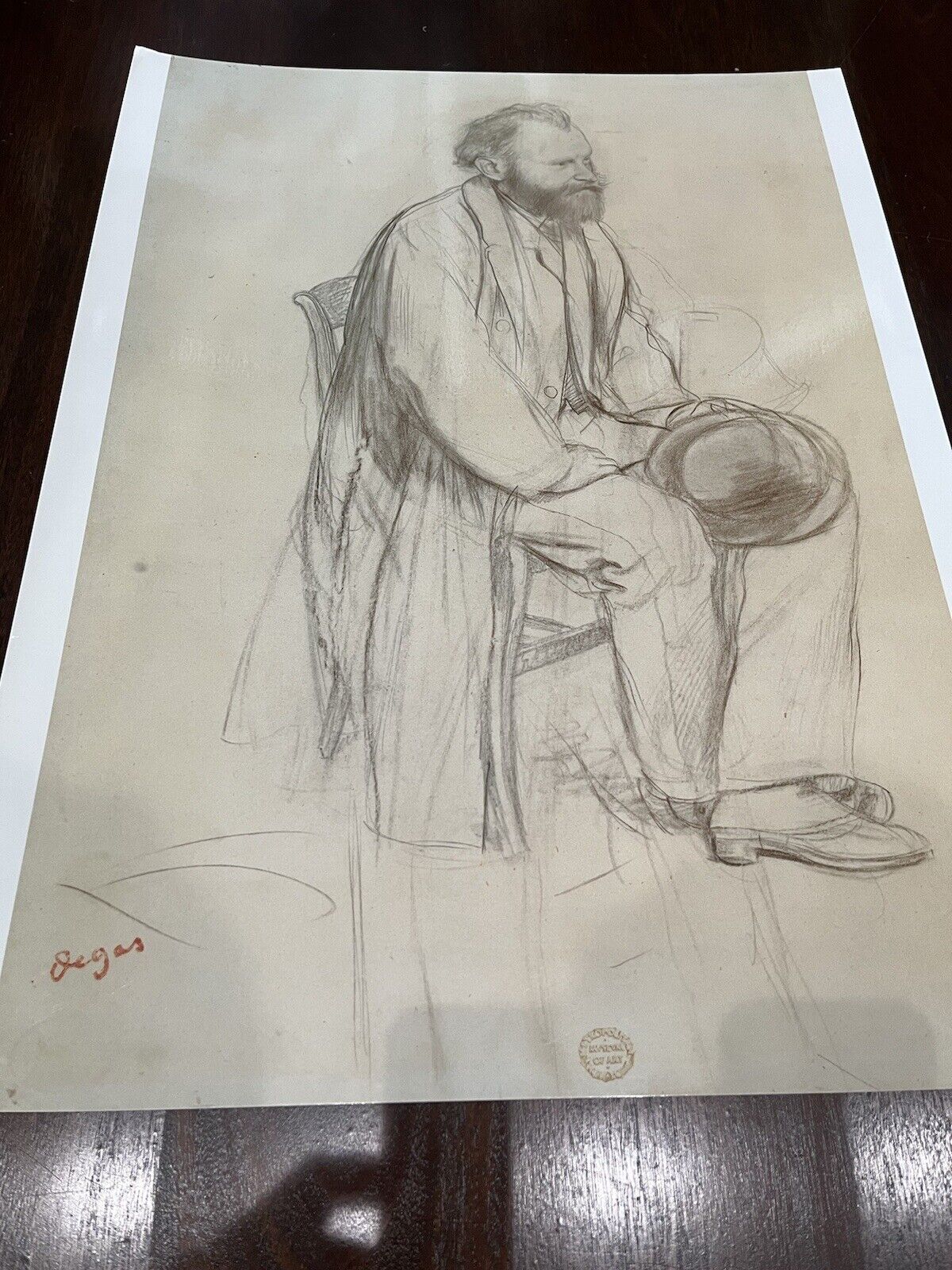 Rare XL 1964 Poster Museum  Edouard Manet in a pencil sketch made by Edgar Degas