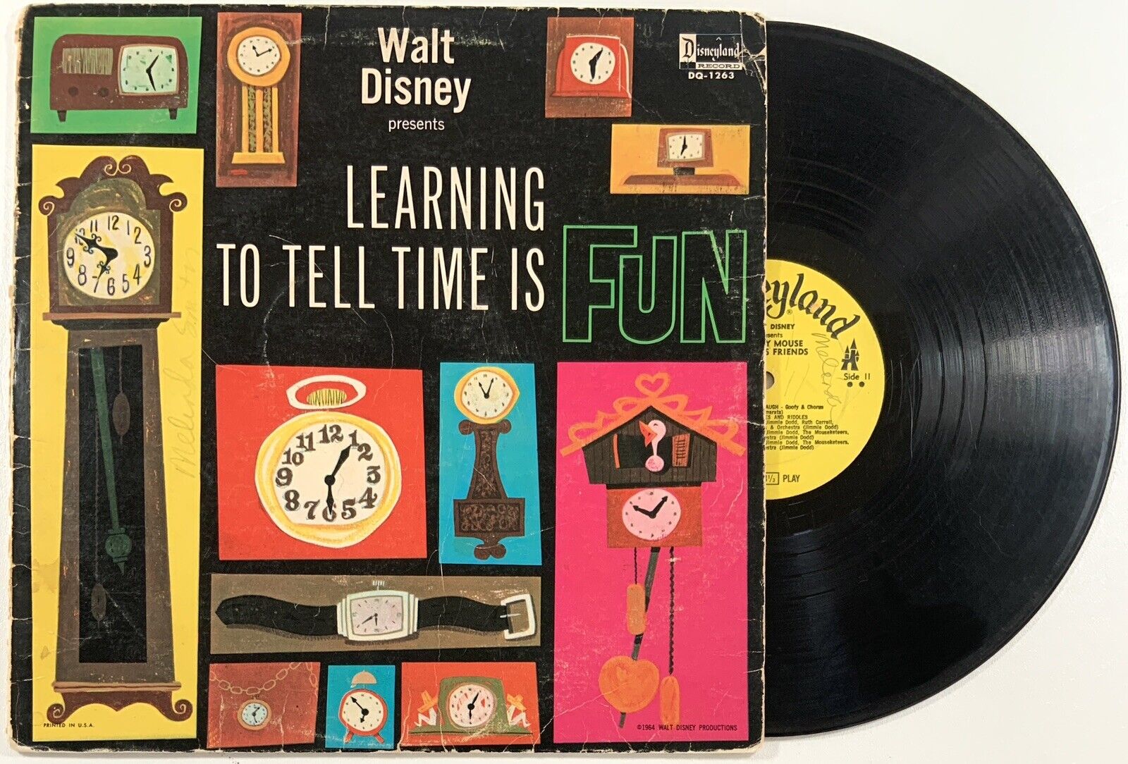 Disneyland Records “Learning To Tell Time Is Fun” Vintage 1964 Story Vinyl LP
