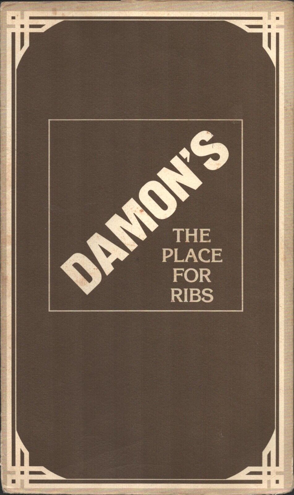 1986 DAMON'S: THE PLACE FOR RIBS vintage restaurant dining menu EAST COAST CHAIN
