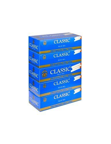 Global Classic 100mm Light Blue Cigarette Tubes 200 Count Per Box (Pack of 5)
