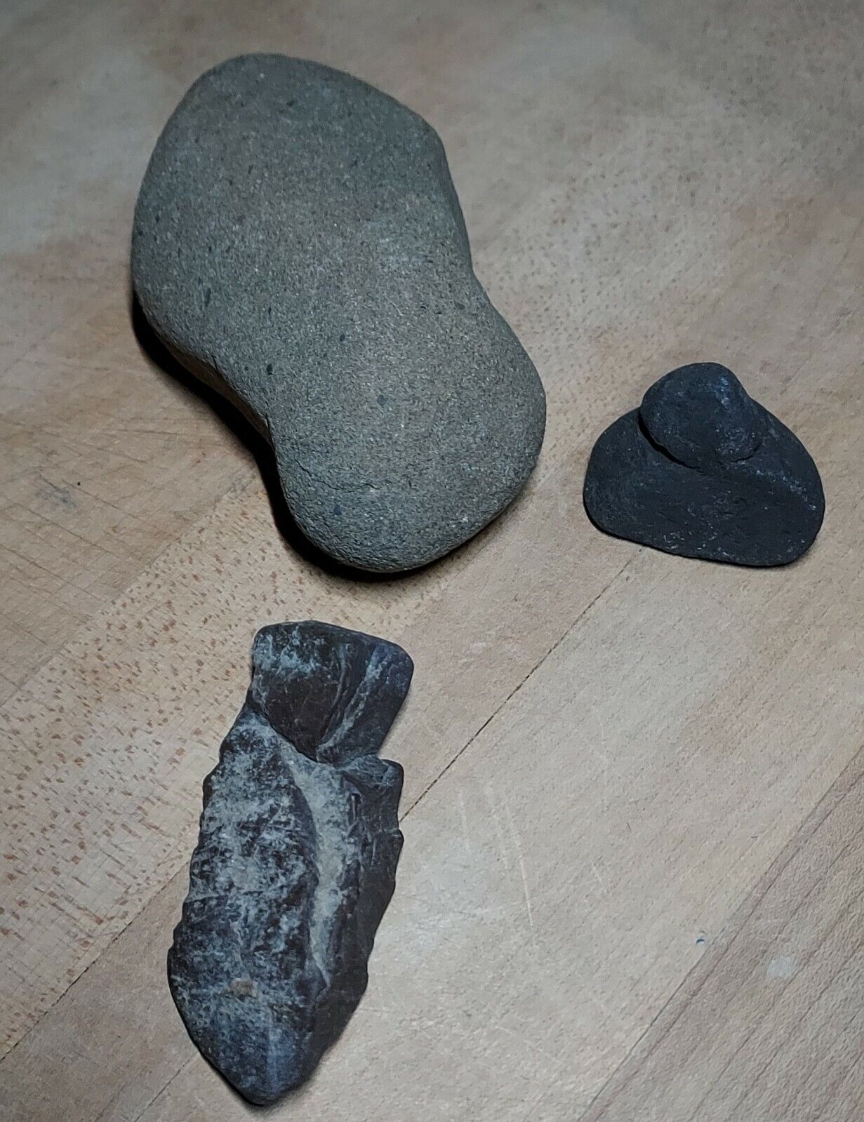  3 Native American  Indian Artifact  Stone Grooved  Net Weights/ Tools