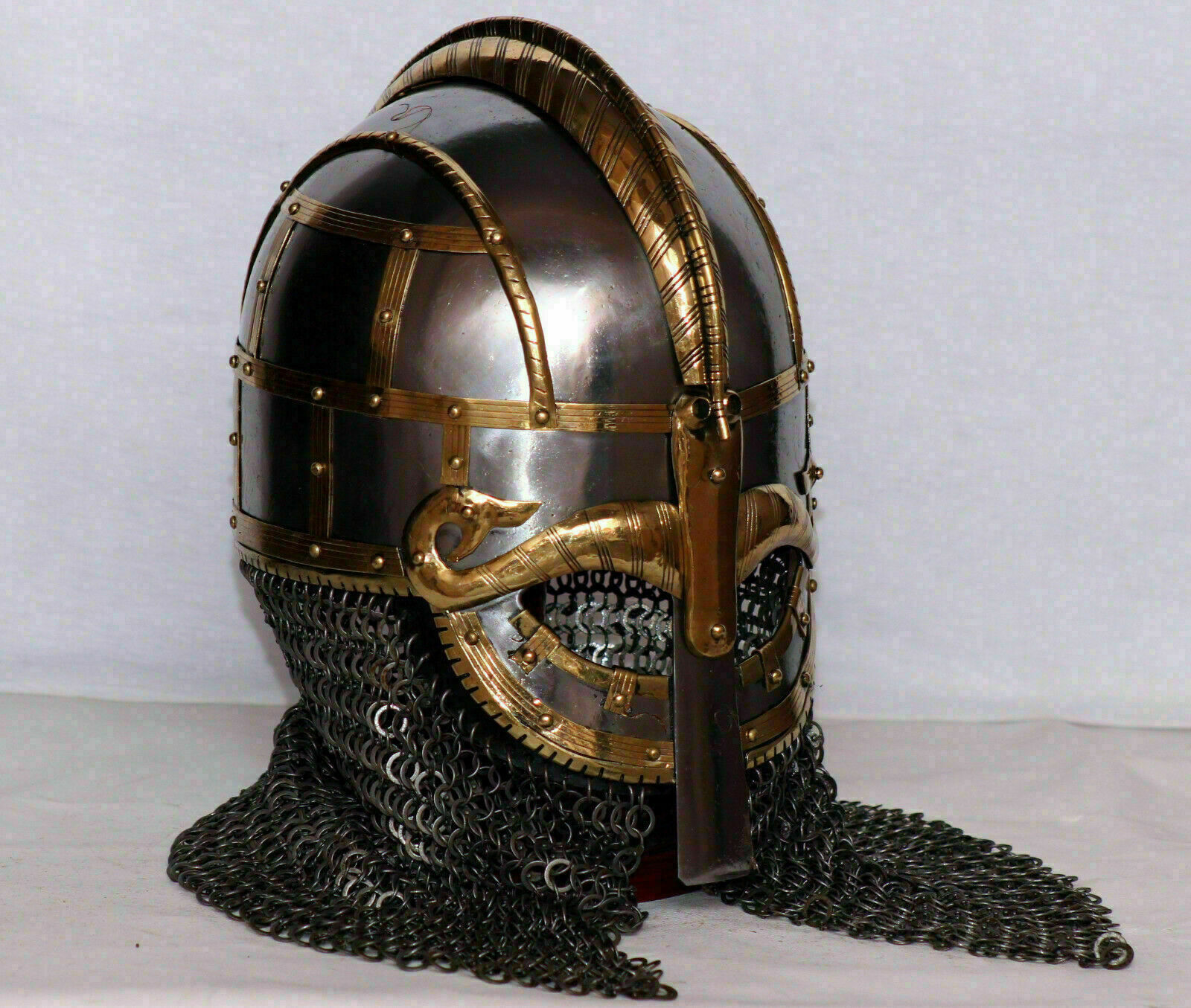 Helmet Armor Viking Helmet with Chain Mail Nasal helmet 