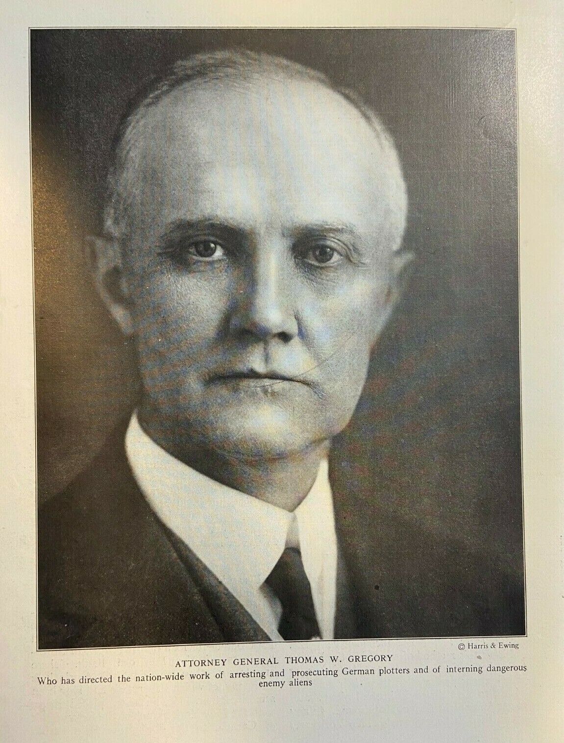 1918 Vintage Magazine Illustration Attorney General Thomas W. Greggory
