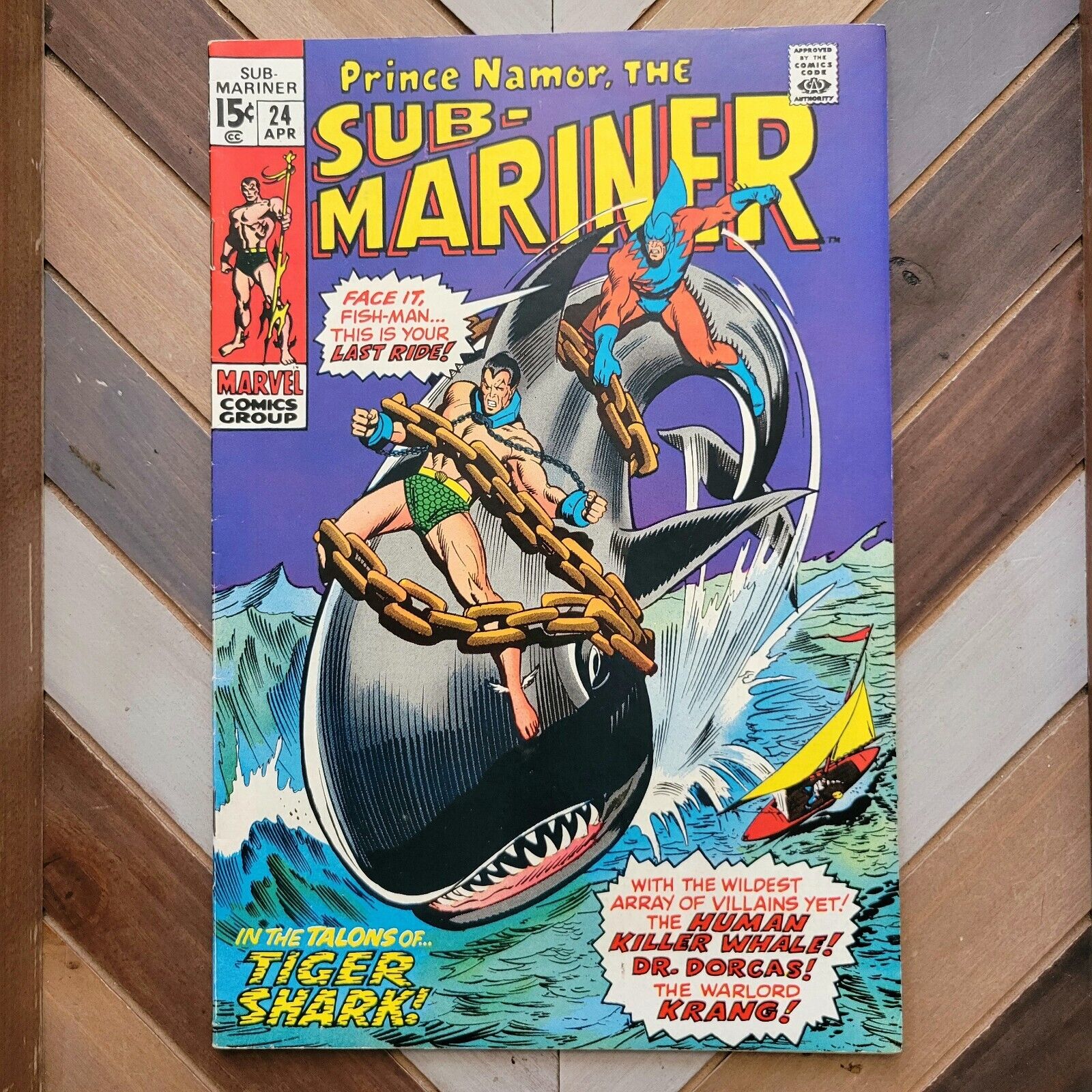 Sub-Mariner #24 FN (Marvel 1970) TIGER SHARK, LADY DORMA, ORKA, Buscema Cover