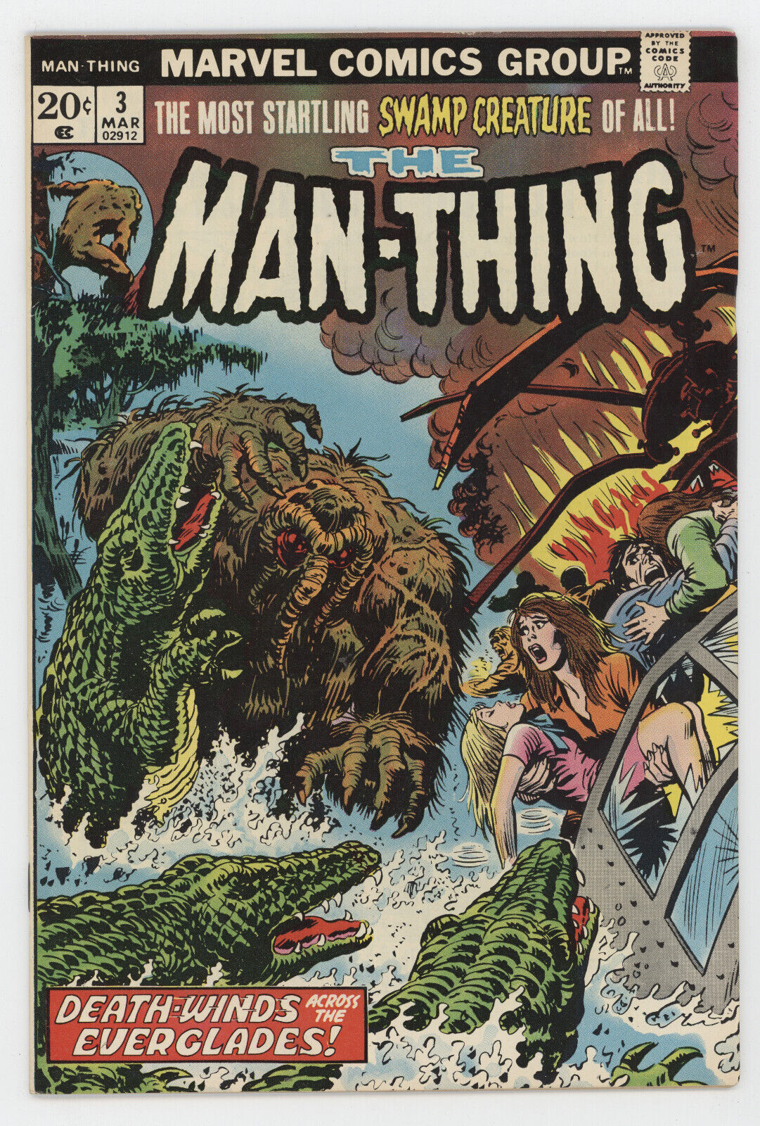 Man-Thing 3 Marvel 1974 FN VF 1st Foolkiller Crocodile Swamp Creature