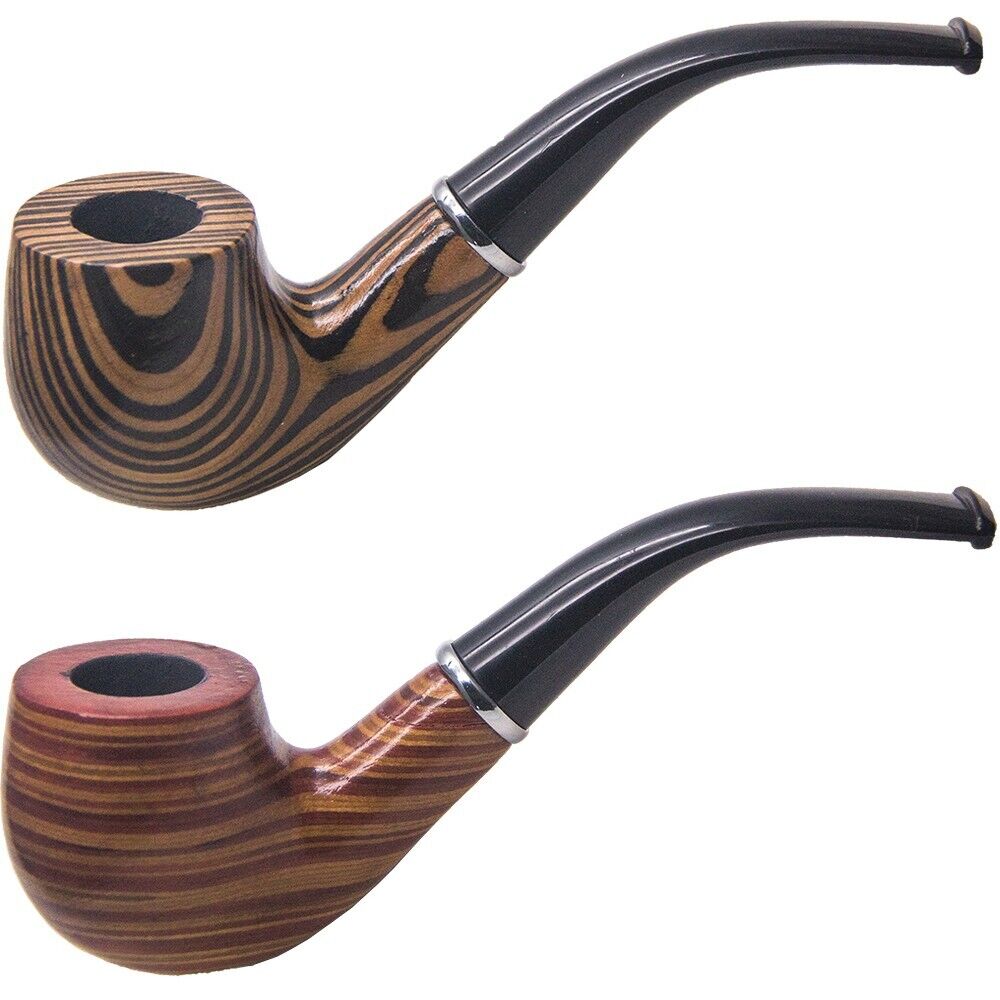 2 Durable Wooden Wood Smoking Pipe Tobacco Cigarettes Cigar Pipes Enchase Gift D