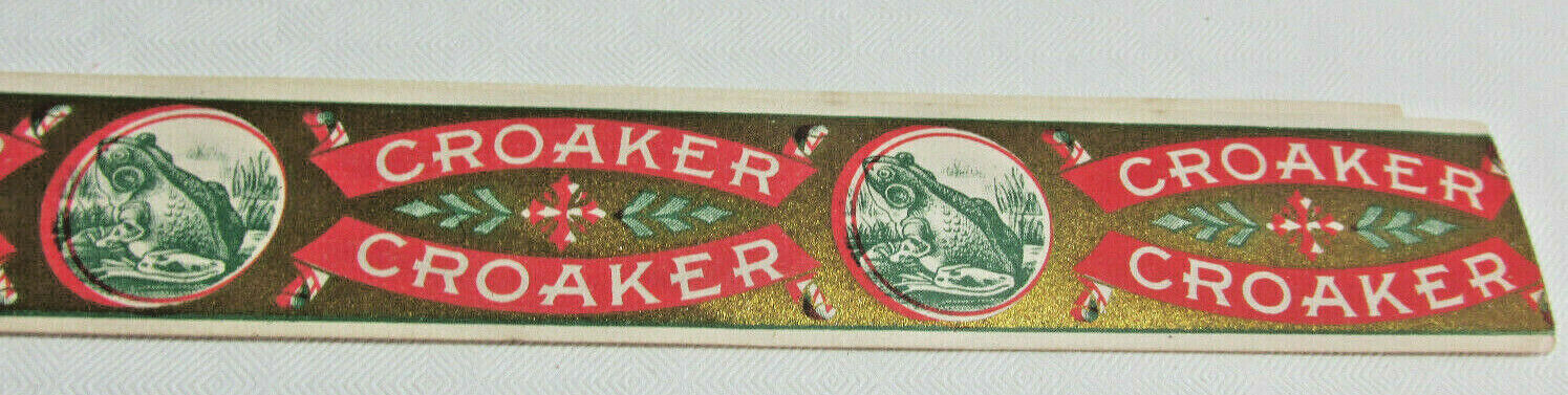 Fort Wayne Indiana Vintage CROAKER Cigar Box Edge Label, Baker Cigar Co., Frog