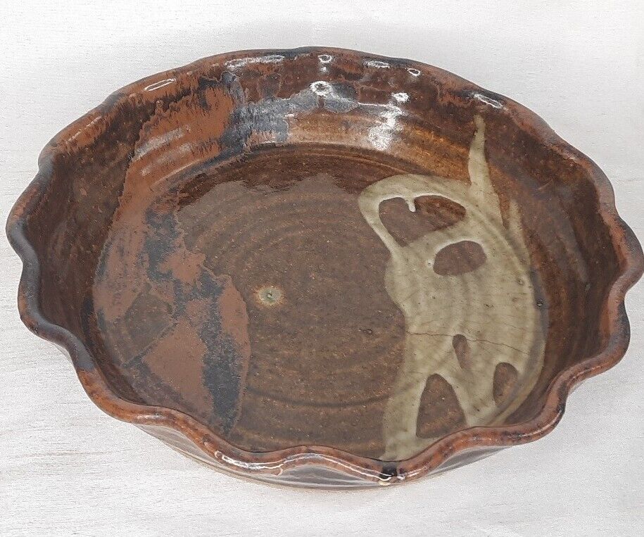Peggy Ahlgren Wilson Creek Pottery Pie Tart Plate 9” Rustic Decorative
