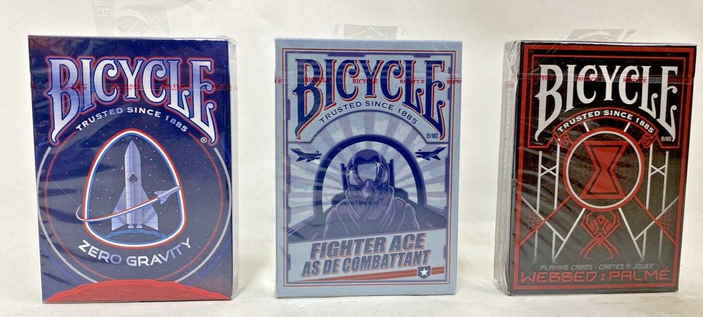 3 Decks  Bicycle  United States Playing Cards Webbed Zero Gravity Fighter Ace
