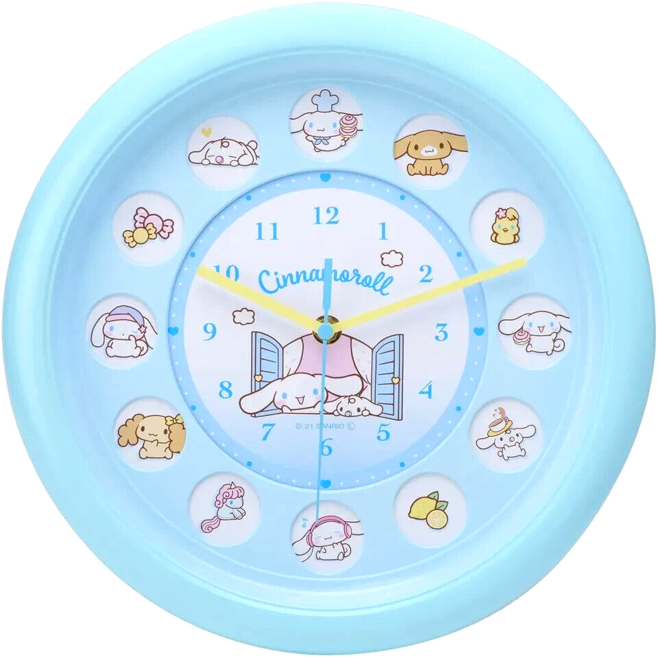 Sanrio Cinnamoroll Round Wall Clock Analog Quiet Blue 30cm from Japan Boxed NEW