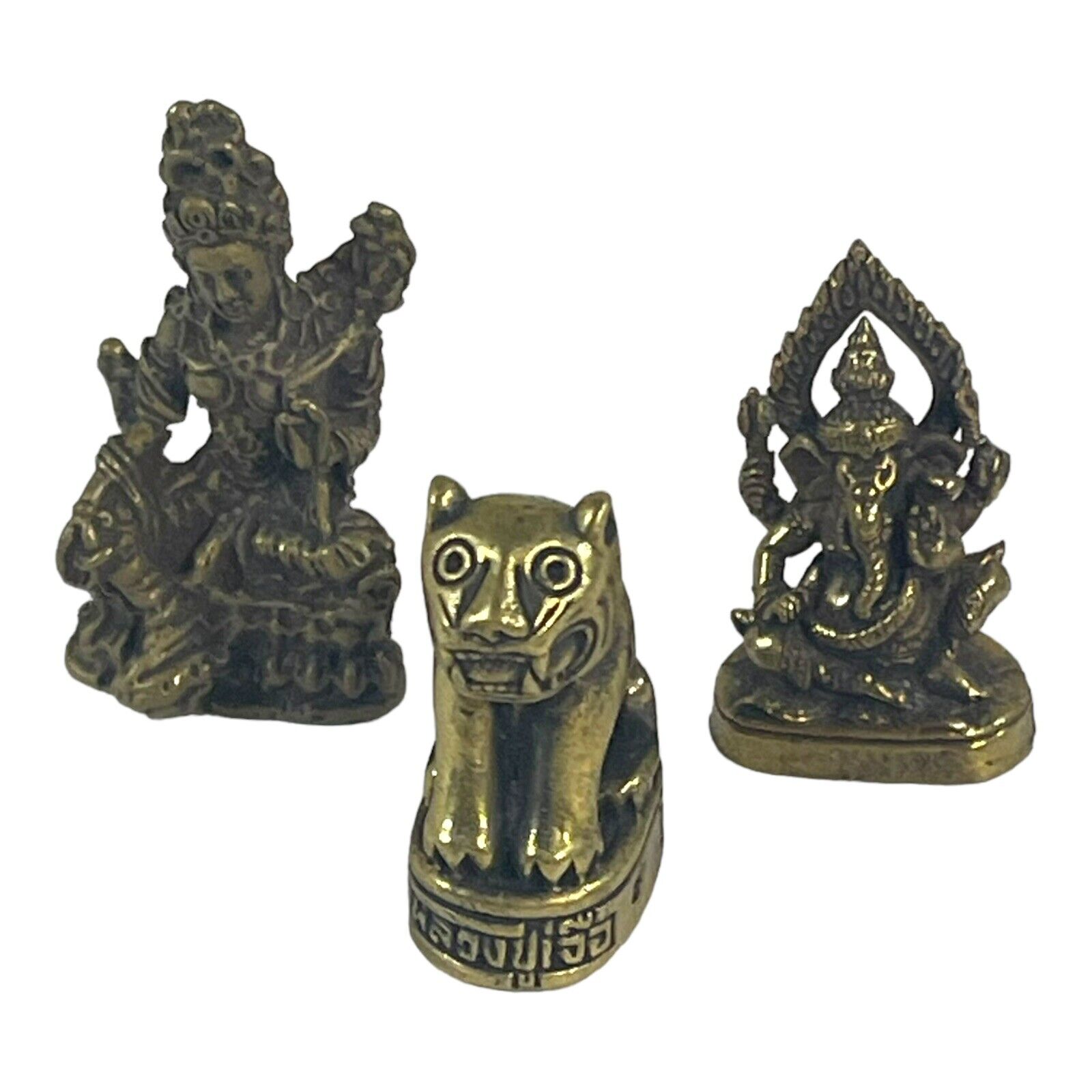 Lot magic yant Tiny Tiger LP Jua Thai mini brass talisman amulet life protection