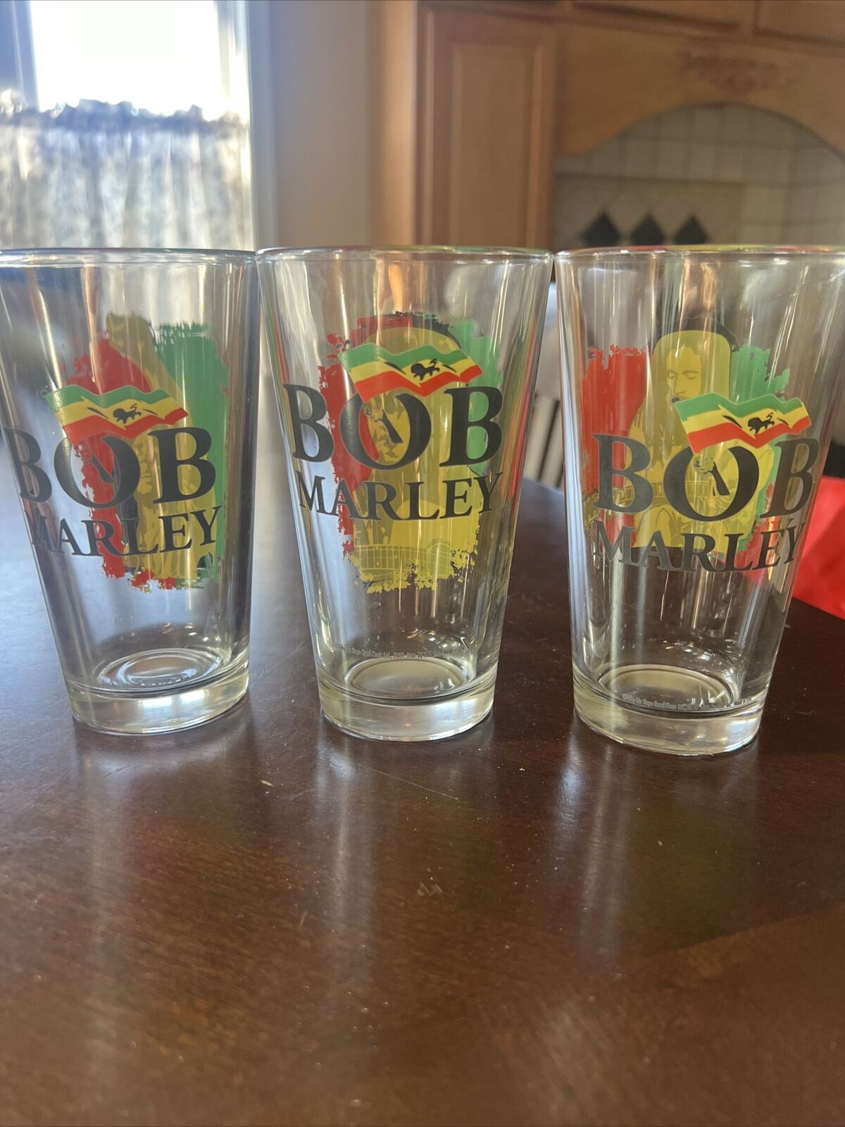 Bob Marley  Reggae Music Drinking Beer  Water Glasses 16 oz. (Set Of 3)