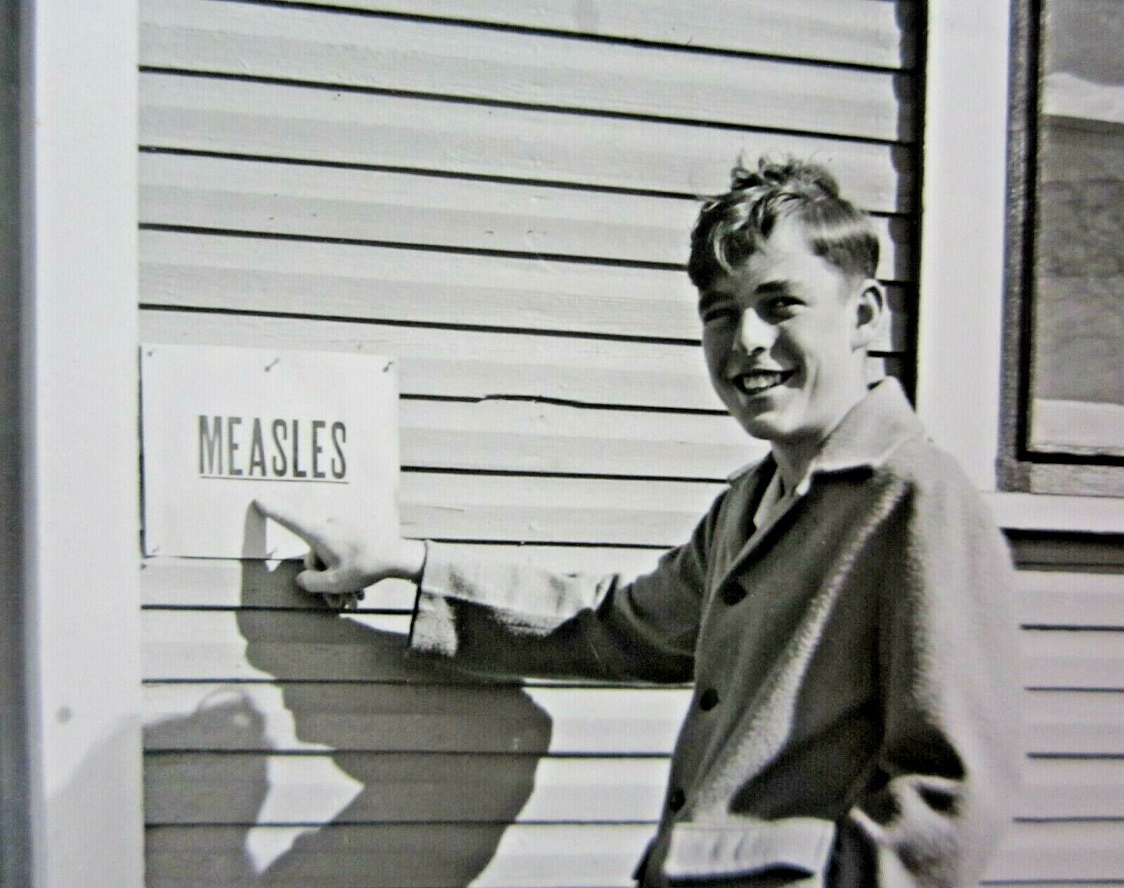 Vintage Measles Quarantine Sign Photo Pandemic Disease Vaccine History c 1930\'s 