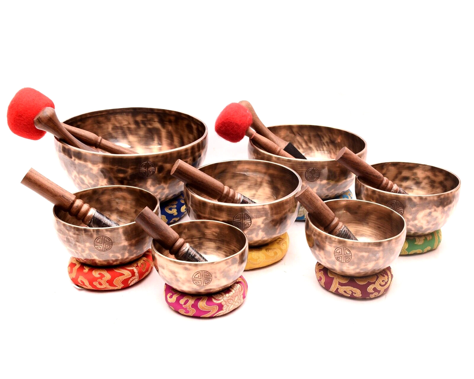 5 inch to 10 inches Professional Sound healing full moon singing bowl set of 7