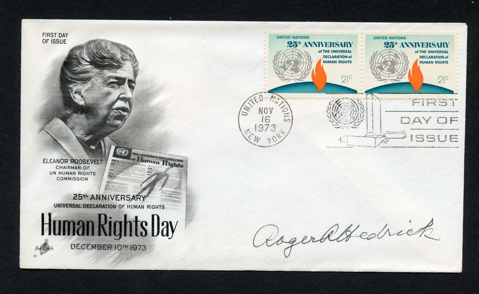 Roger R. Hedrick d2006 signed autograph auto First Day Cover WWII ACE USN