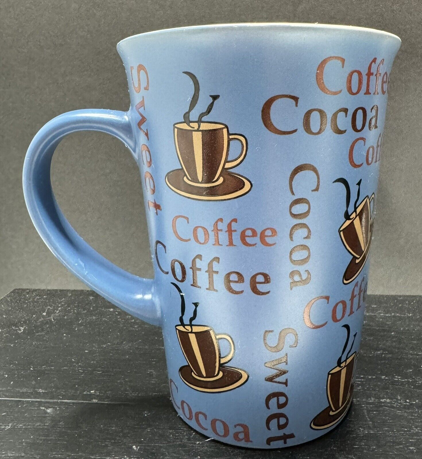 Mulberry Home Collection Blue Coffee Mug/Cup/ Latte, Hot Coco Decorative Design