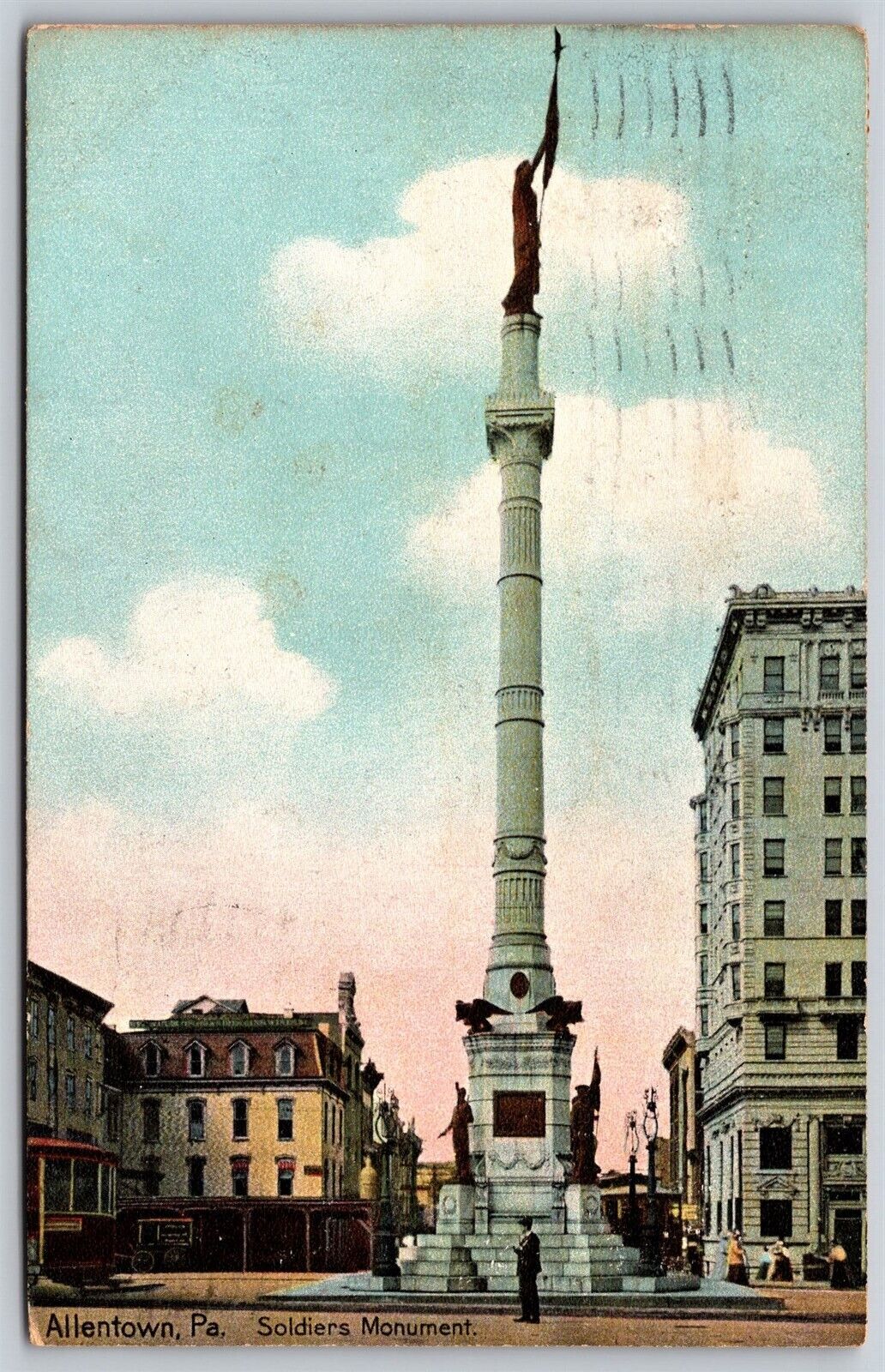 Postcard Soldiers Monument, Allentown PA 1908 L207