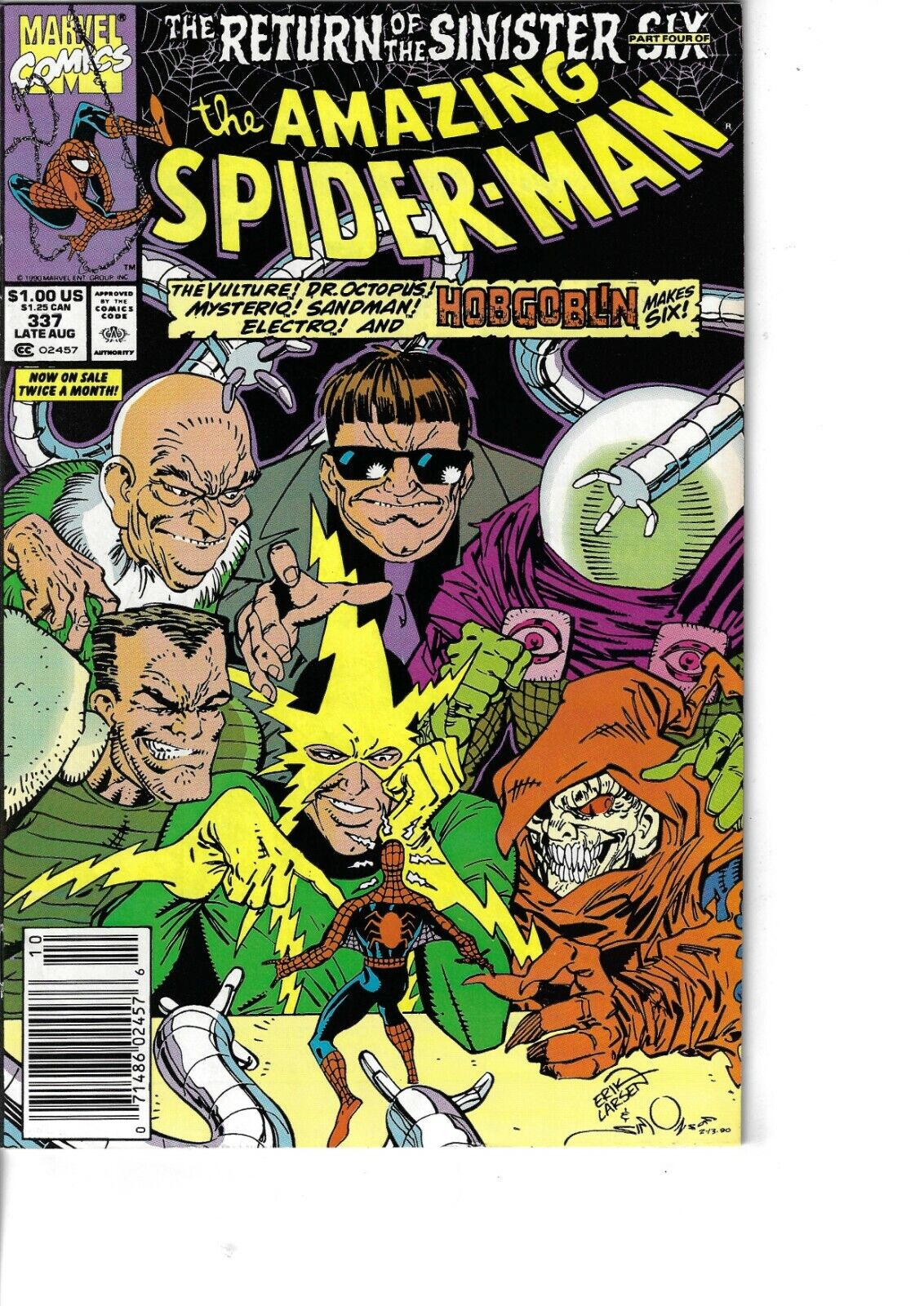 Amazing Spider-Man 337 Sinister Six Doctor Octopus Mysterio VG/F 1990 Glossy