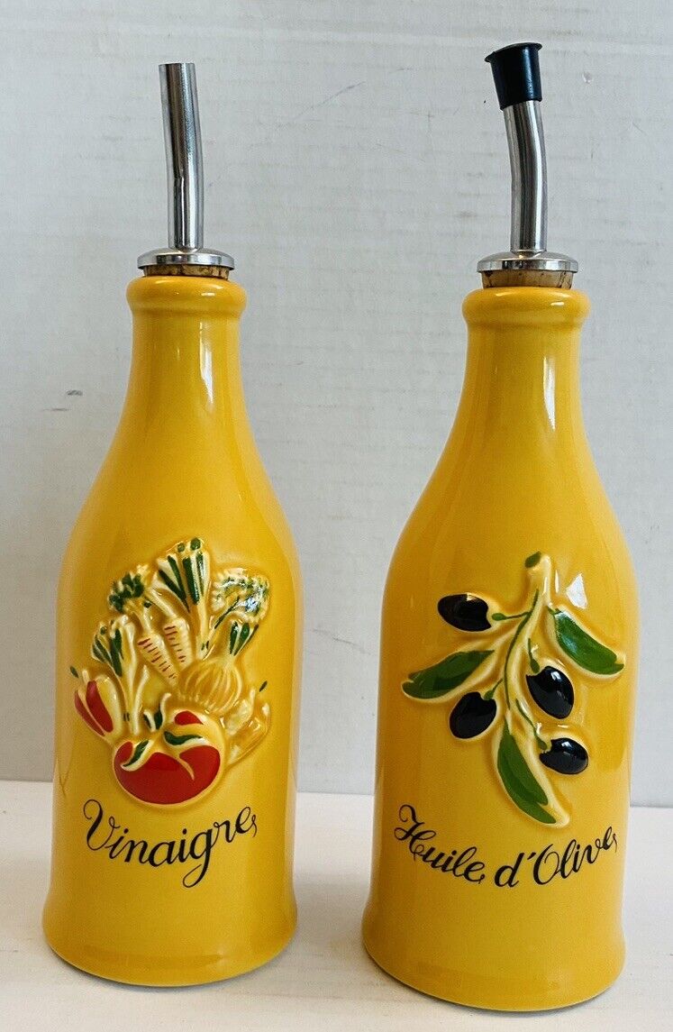Huile d\'Olive (Oil) & Vinaigre (Vinegar) Cruets Set -Revol La Porcelaine France