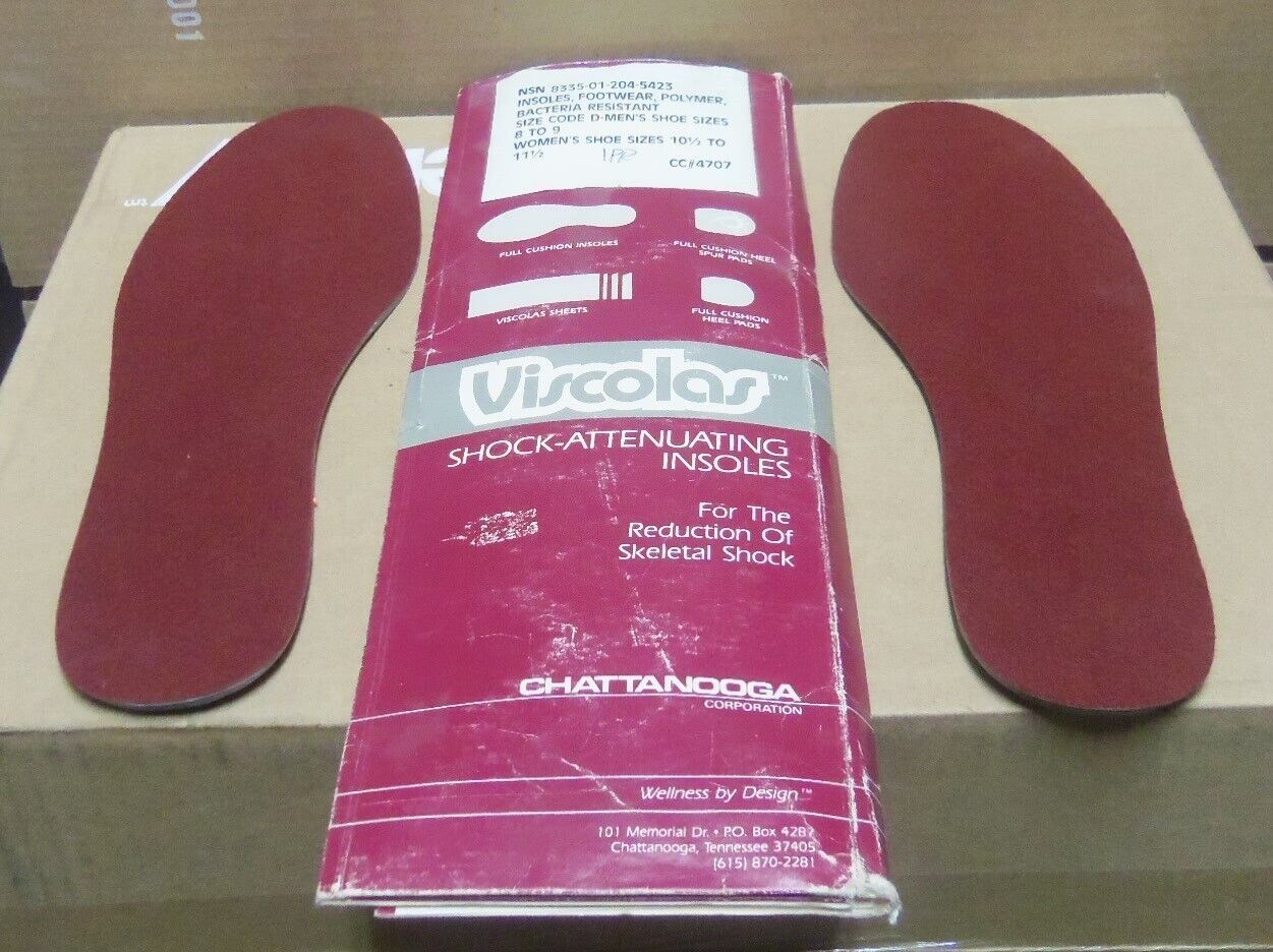 Viscolas Polymer Bacteria Resistant Shock-Attenuating Insoles Footwear Sz 8 - 9