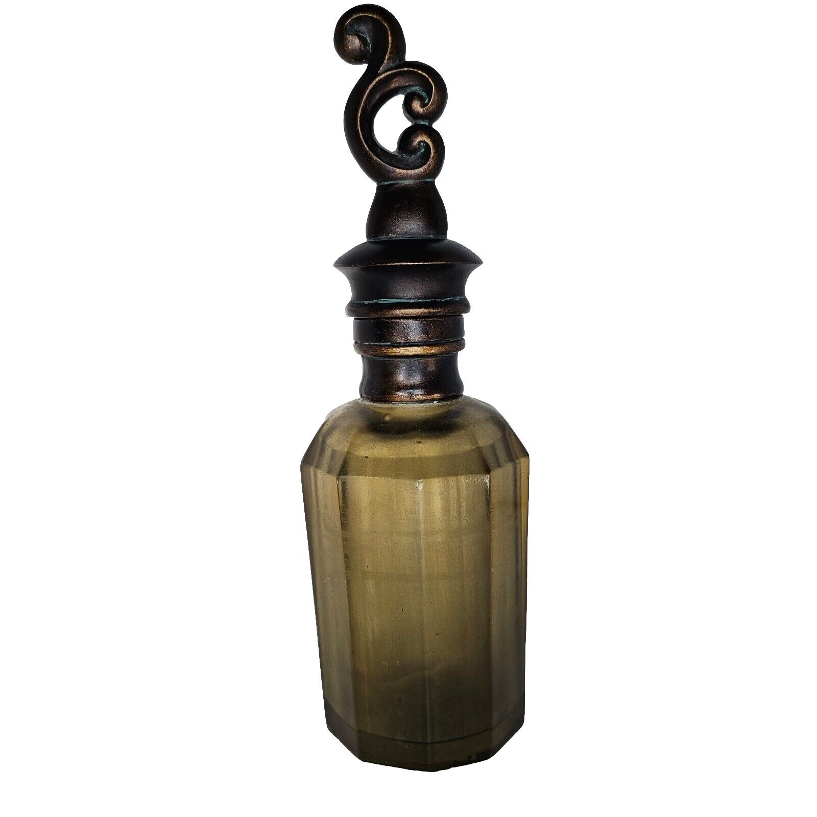 Unique Apothecary Perfume Bottle Decanter Dark Green With Topper Vintage 