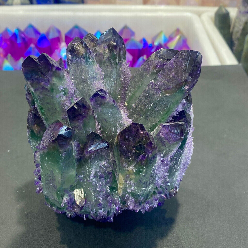 400g+  New Find Green Phantom Quartz Crystal Cluster Mineral Specimen Gem Reiki