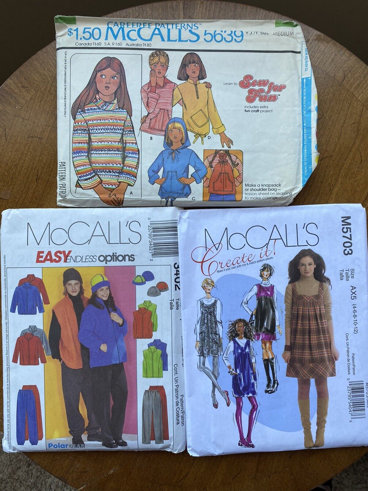 Vintage  Lot 1977 & 2000’s Sewing Patterns McCalls Tops Pants Jumper Youth Uncut