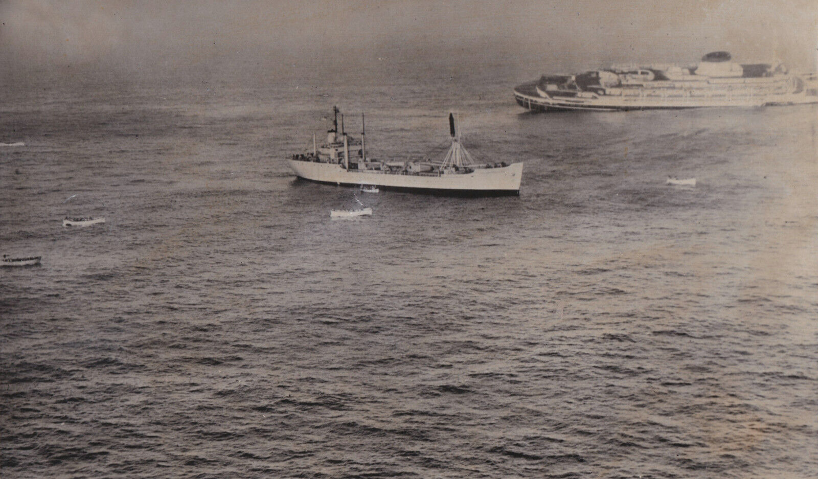 1956 Press Photo Ocean Liner SS Andrea Doria Lists Before Sinking near Nantucket
