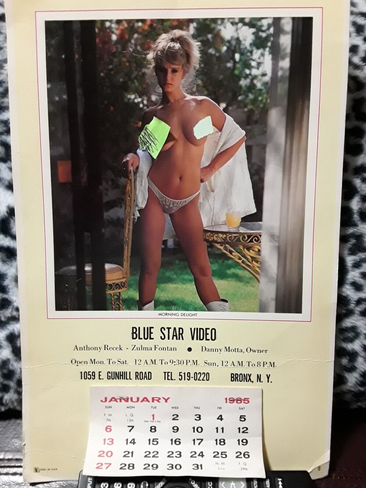 Vintage 1984 BLUE STAR VIDEO BRONX NY  Gunhill Rd GIRLIE Pin-Up Calendar Rare