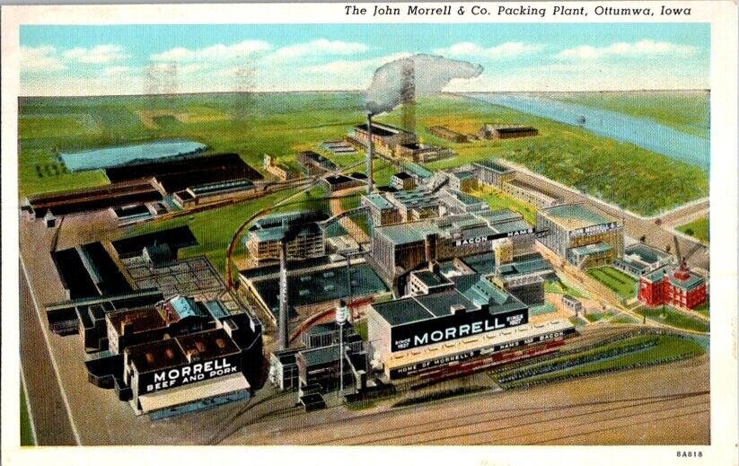 Vintage Postcard John Morrell & Co. Packing Plant Ottumwa IA Iowa 1939     J-352
