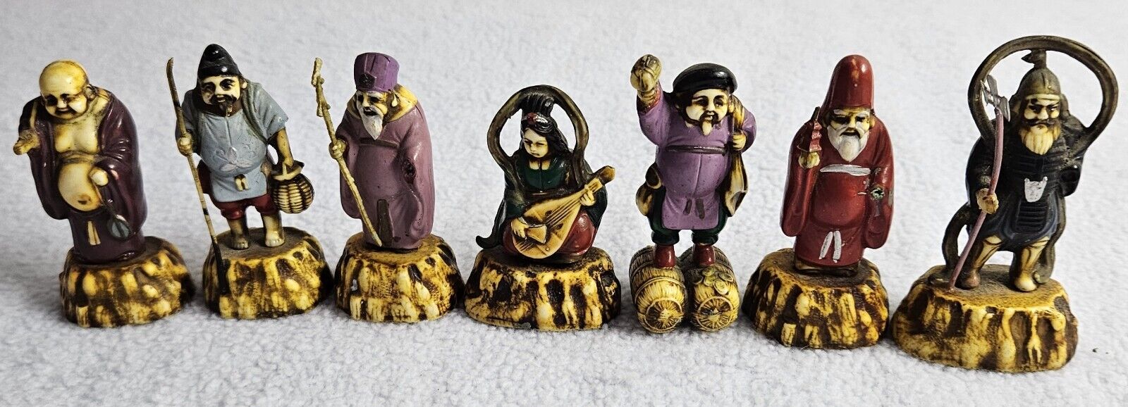 Seven Gods Of Good Fortune Mid Century Japanese Celluloid Vintage Rare Okinawa