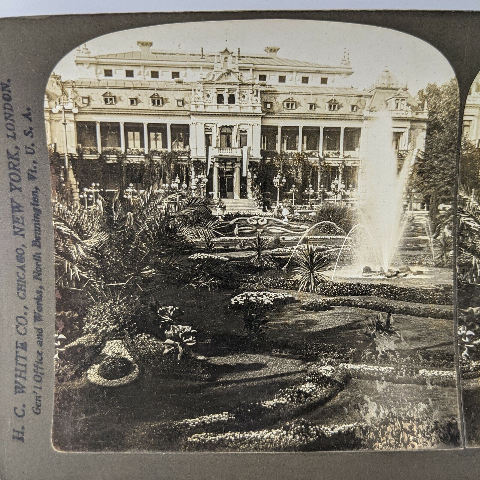 1903 Frankfort, Germany Palm Garden Real Photo Stereoview Fountain HC White V1