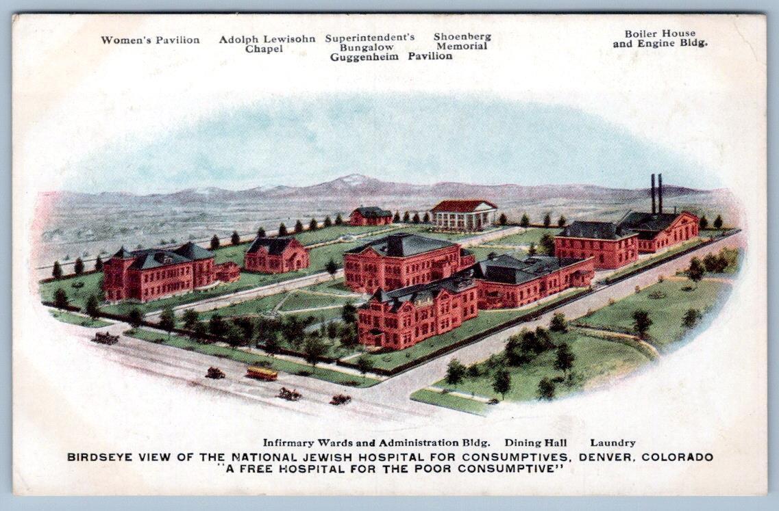 1910's NATIONAL JEWISH HOSPITAL FOR CONSUMPTIVES DENVER CO AERIAL VIEW POSTCARD