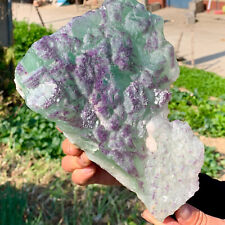 4.47LB Rare Transparent GREEN+Purple  Fluorite Mineral Crystal Specimen picture