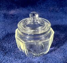 MINT Vintage DEPRESSION Glass SMALL Mayo Condiment JAM JAR Tea CANISTER Lid Urn picture