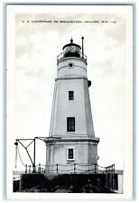 c1930's US Lighthouse On Breakwater Ashland Wisconsin WI Vintage Postcard picture