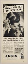 1947 Print Ad Jeris Men's Antiseptic Hair Tonic Man Well Groomed Hair & Lady picture