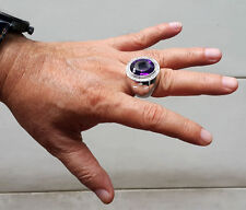 HUGE AMETHYST CROSS CHRISTIAN BISHOP 925 STERLING SILVER MEN'S RING JEWELRY POPE picture