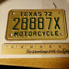 1972 TX TEXAS Motorcycle License Plate 28887X - Green NOS Harley Bike cycle 72 picture