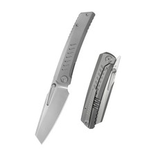 KB Knives Insomnia Folding Knife 3.46 in Gray Titanium M390 Tanto Bead Blast picture