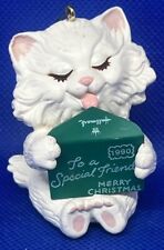 Vintage Hallmark To A Special Frind Cat Kitten Licking Envelope Card Ornament picture