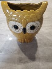 Yellow White Glass Owl Vase picture