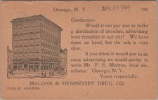 Malone Hennessey Drug Oswego New York NY Artificial Skin Co Doane 1906 Postcard picture