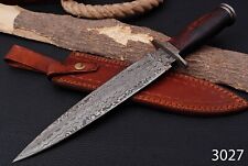 15”CUSTOM HAND FORGED DAMASCUS Steel Hunting Dagger DoubleEdge Knife+sheath picture
